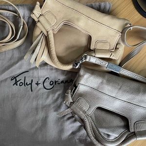 FOLEY + CORINNA Disco City Mini Leather Crossbody Bag (Pewter Metallic & Saddle)